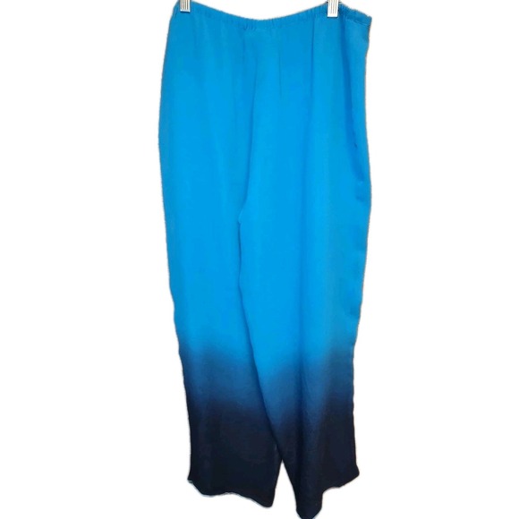 Nancy Bolen City Girl Women's Sz M Blue/Black Ombre 100% Silk 2pc Pant Suit - Picture 4 of 7